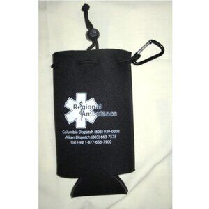 6.5" tall water bottle sleeve with drawstring + carry clip